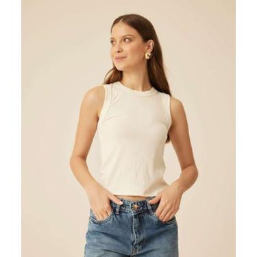 Imagem de Blusa Regata Feminina Canelada Marisa-33016, Off white, G
