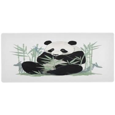 Imagem de Wassud Tapete de mouse panda para jogos com base de borracha antiderrapante, mouse pad longo com borda costurada, almofada grande à prova d'água para escritório, casa, 80 cm x 39,9 cm