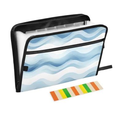 Imagem de Wassud Pasta organizadora de arquivos de papel A4 simples azul marinho com etiquetas pasta de arquivo expansível com 13 bolsos