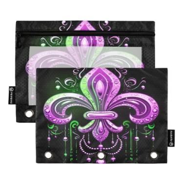 Imagem de Wassud Pacote com 2 pastas de fichário com flores roxas e verdes com 3 furos, pasta organizadora de arquivos para casa, escritório