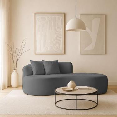 Imagem de Sofá Confortável Orgânico Design Elegante Bouclé - Tatite Decor, Cinza