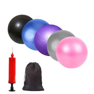 Imagem de Bola de ioga pequena para exercícios de pilates, barra e fisioterapia – inclui bomba de ar, anti-explosão, fácil de inflar – acessório de fitness para casa e academia (roxo/azul/rosa/preto/cinza, 15