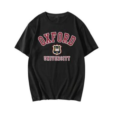 Imagem de Camiseta Unissex Estampada Da Universidade De Oxford, Verão, Manga Cur