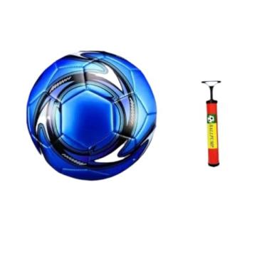 Imagem de KIT BOLA + BOMBA de Futebol Campo Nº 5 Costurada Cores Variadas P/Treino E Jogo Oficial