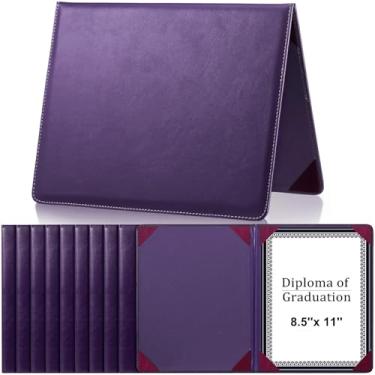 Imagem de Tenare 10 porta-certificados de couro, 21 x 28 cm, porta-diploma para prêmio tamanho carta, capa de diploma de poliuretano, capas lisas de pastas de certificado para menu de formatura (roxo)