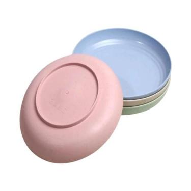 Imagem de Conjunto De 4 Pratos De Jantar Leves E Inquebráveis De Palha De Trigo,