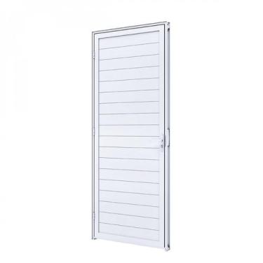Imagem de Porta de Alumínio Lambri 215x85 com Maçaneta Lucasa Alumínios Abertura