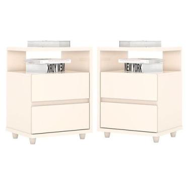 Imagem de Kit 2 Mesas de Cabeceira Campeche Off White  Henn