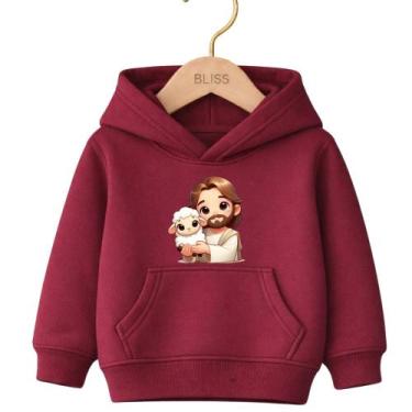 Imagem de Moletom Canguru Infantil Estampa Jesus Ovelhinha 1014 Delicado Fofo Vo