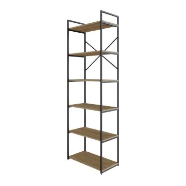 Imagem de Estante Alta C/06 Prateleiras 185x60x33cm Yon Vermont Oak/est.preta Vermont Oak/est.preta