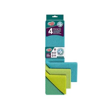 Imagem de Pano Microfibra Multiuso Flash Limp 4 Peças 35x40cm Alta Absorção