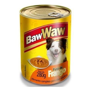 Imagem de Ração Lata Patê Cães Adultos Frango Baw Waw - 280 G