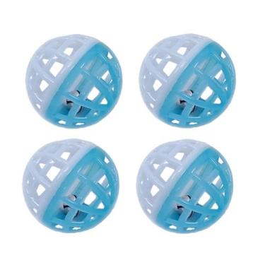 Imagem de Brinquedo Chalesco Bola para Gato com Guizo 40mm Azul Claro c/ 4 unida