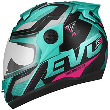 Imagem de Capacete Moto Pro Tork Liberty Evolution G8 Evo Fechado Turquesa c/rosa 56