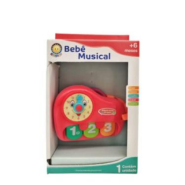 Imagem de Brinquedo Bebê Musical Pianinho Com Relógio Educativo Rosa