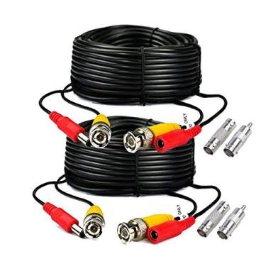 Imagem de Pacote com 2 BNC macho para macho de vídeo e cabo de alimentação pré-fabricado preto multifuncional com conector RCA para câmera de segurança CCTV