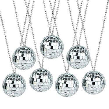 Imagem de ArtCreativity Colares de bola de discoteca espelhada, pacote com 12, tema de discoteca decoração de festa dos anos 70, adereços para cabine de fotos de discoteca, lembranças de festa e suprimentos para crianças e adultos