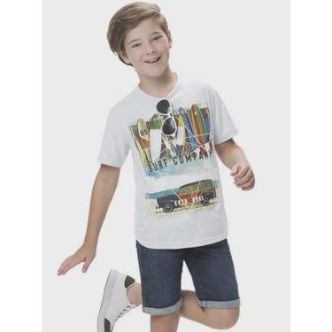 Imagem de Camiseta Infantil Verão Menino Surf Tam 4 a 10 - Branco Kyly