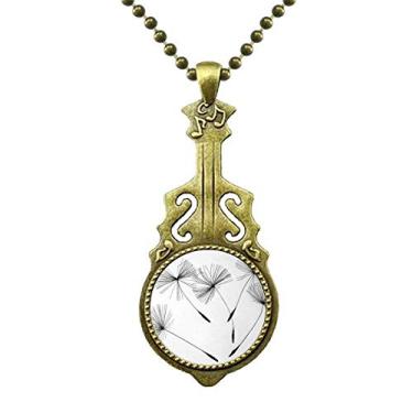 Imagem de DIYthinker Colar preto cinza branco dente-de-leão antigo joia musical pingente de guitarra