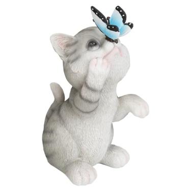 Imagem de Decoração Exterior Clara do Gato, Luzes Em Mudança da Cor Movidas a Energia Solar 600mah Estátua Clara Requintada do Jardim do Gato para a para a Varanda (BS38019)