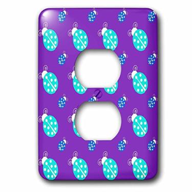 Imagem de 3dRose LLC lsp_124563_6 Azul claro e azul escuro Lady Bugs Going Corner To Corner On A Purple Background 2 Plug Cover
