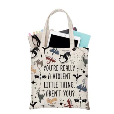 Imagem de BDPWSS Sacola Fourth Wing "You're Really A Violent Little Thing", presente para amantes de dragões, amantes de livros, Violent Thing Tg, 15.7 inches x 13.8 inches x 0.39 inches