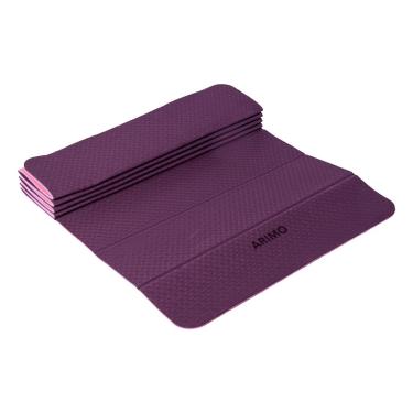 Imagem de ARIMO Tapete Yoga Mat Dobrável Antiderrapante TPE Ecológico Biodegradável Todos Os Tipos de Yoga/Pilates 181 x 61 cm x 6 mm (Roxo)