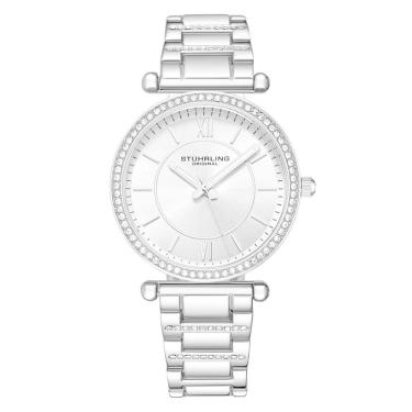 Imagem de Relgio Stuhrling Aria 3905 - 36mm, Mostrador Prateado, Pulseira em Ao Inoxidvel Prata e Fivela de Implantao
