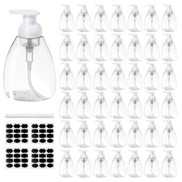 Imagem de TANEMUDO Dispensador de sabão espumante de 227 ml, recipientes vazios recarregáveis, garrafas de plástico com dispensador de espuma para sabonete, xampu, sabonete líquido com etiquetas e caneta