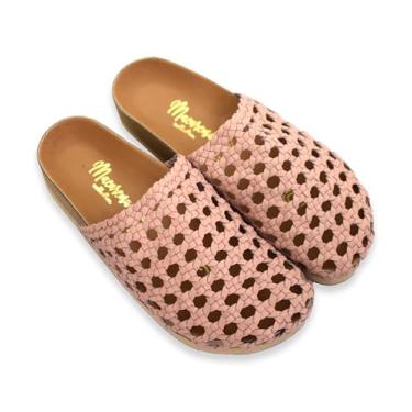 Imagem de Macarena Collection Sandália feminina Huarache de couro colorido mexicano feito à mão em couro - Sapatos de cadarço artesanais mexicanos estilo 004, rosa, 34