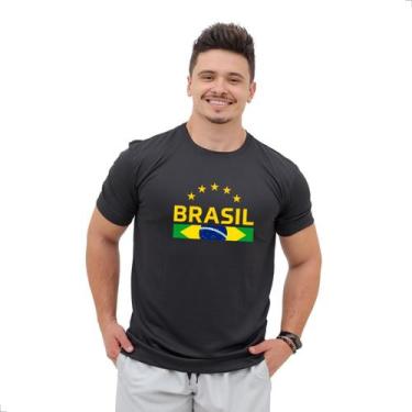 Imagem de Camiseta Masculina Dry Fit Bandeira Brasil Esporte Academia Caminhada 