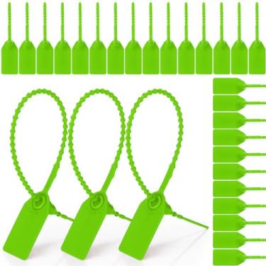 Imagem de Nuanchu 500 peças de vedação de plástico para extintores de incêndio, etiquetas de segurança em branco descartáveis, sinalização autotravante, reboque e caminhão, comprimento de 250 mm (verde)
