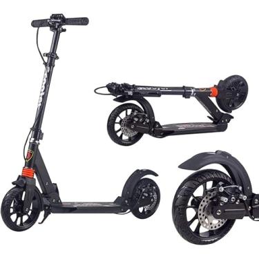 Imagem de Ultra Wide Big Wheels Adulto Kick Scooter Dobrável & Ajustável Em Altura Capacidade De 330lbs Scooter Para Adolescentes Freio De Mão A Disco, White