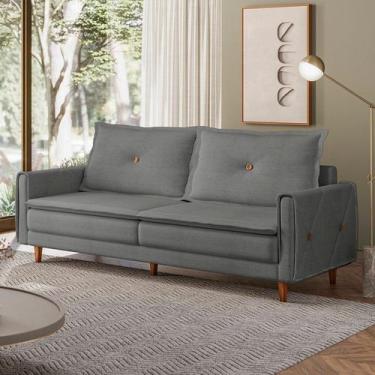 Imagem de Sofá Living 3 Lugares com Pés em Madeira Maciça 210cm Sololá Espresso 