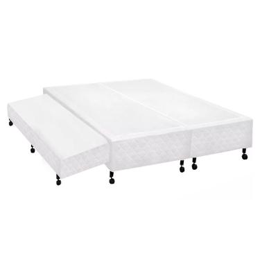 Imagem de Cama Box Base c/ Auxiliar King Poli Tecido White (193x203x27 (2 uni 96X203)) - Castor