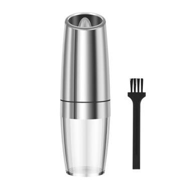 Imagem de Conjunto de saleiro de aço inoxidável, moedor automático, moedor elétrico de grossura ajustável com luz LED para festa (cinza)