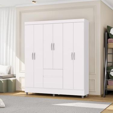 Imagem de Guarda Roupa Casal Flex Abruzzo 6 Portas de Bater 2 Gavetas Branco/Terracota G98 - Gran Belo