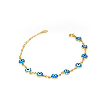 Imagem de Pulseira Olho Grego Banhada A Ouro 18K
