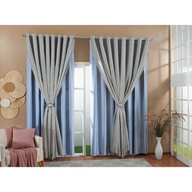 Imagem de Cortina Gaze Linho Forro Blackout 3,00X2,20 Cinza