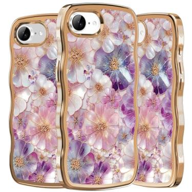 Imagem de PIXIU Capa para iPhone 16E antiarranhões com protetor de lente de câmera [compatível com MagSafe], [proteção contra quedas de grau militar] linda onda 3D moderna design floral capa de telefone para