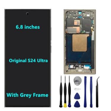 Imagem de 17.3 cm Original AMOLED 120 Hz para Samsung Galaxy S24 Ultra Screen Replacemen OEM S24ultra 5G S928U S928U1 S928B S928E Display Touch Screen Digitalizador Montagem (com moldura cinza + ferramentas)