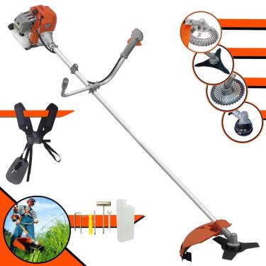 Imagem de Roçadeira Aparador de Grama À Gasolina Tekna RL520ACG2 52cc 2HP 13.000rpm Com Carretel e Faca 3 Pontas + Faca 40 Dentes + Escova Circular de Aço