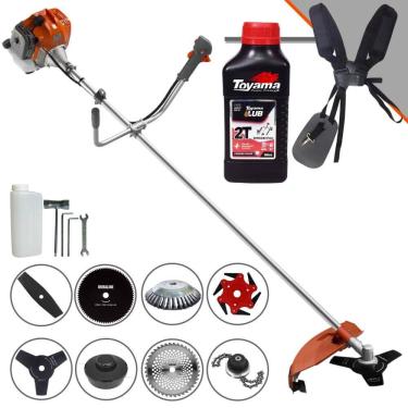 Imagem de Roçadeira Profissional Tekna RL520AC-G2 À Gasolina 52cc Para Todos os Tipos de Trabalho Com Carretel Nylon + Kit 7 Lâminas de Cortes + ÓLEO TOYAMA