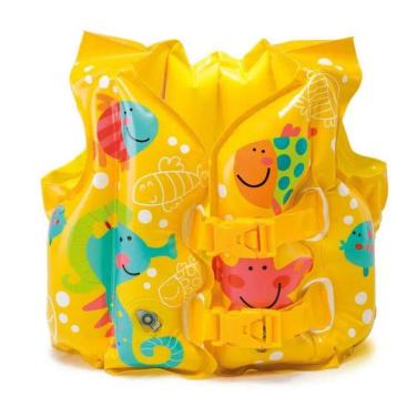 Imagem de Colete Infantil Inflável para piscina e mar - Colete crianças até 25Kg Intex Peixinhos 59661