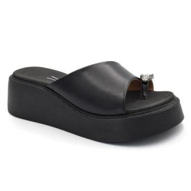 Imagem de Tamanco Plataforma Feminino Vizzano, Preto, 36