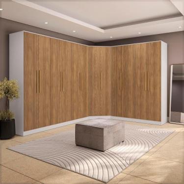 Imagem de Quarto Modulado Kappesberg Adapt Branco/Nogueira 12 Portas 342cm x 263