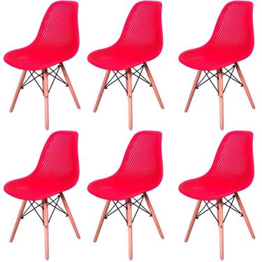 Imagem de Kit 6 Cadeiras Charles Eames Eifell Furadinha