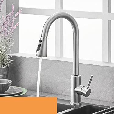 Imagem de Torneira de cozinha preta Puxe a torneira da pia Único punho Único furo Quente & Torneiras Misturadoras de Água Fria 360 Graus Rotação Duas Funções, Escova Níquel B, China