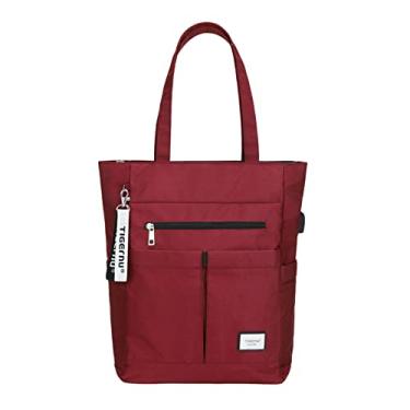 Imagem de Bolsa Conversível Feminina Mochila para Laptop 15,6 polegadas Elegante Mochila Viagem à Prova d'água Fashion Faculdade Trabalho (Vermelho)