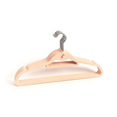 Imagem de KIT CABIDE DE VELUDO BEGE COM GANCHO OIKOS - 30 UNIDADES